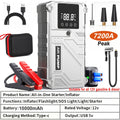 10000A 7-in-1 Multifunctional Emergency Start Power Supply, 150PSL Portable Car Battery Starter, Digital Tire Inflator, Suitable for 2.64 Gallon Gasoline Or 2.38 Gallon Diesel Batteries, LED Emergency Light, Car Accessory Tool.
