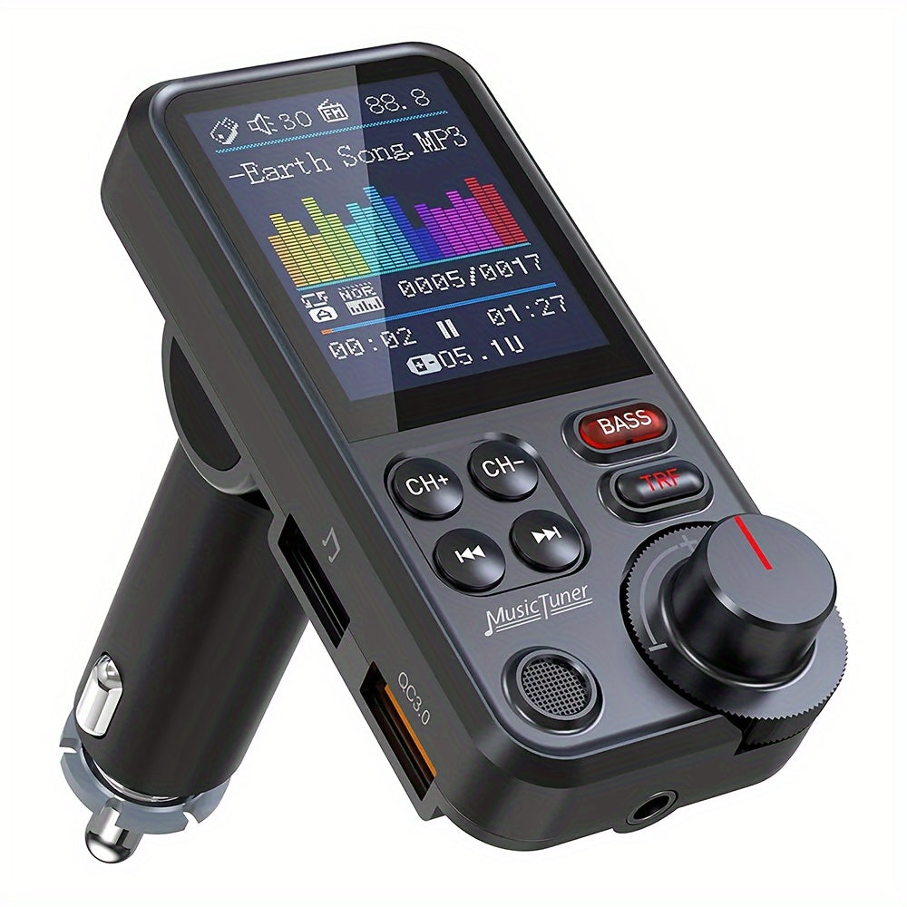 for Car FM Wireless Transmitter with 1.8” Color Screen, BT Wireless Adapter, Powerful Microphone, FM Modulator, 18W Car Charger Compatible, Hands-Free Calls & Music Streaming, Compatible for Smartphones/Tablets in Vehicle Stereo