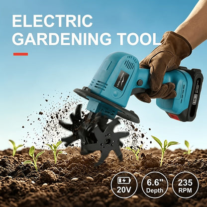 Cordless Electric Cultivator 20V Lightweight Handheld Rotary Tiller – 9-Inch Width 6.6-Inch Depth, 1 or 2 Batteries & Charger, Garden Soil Tiller for Courtyard Farmland Vegetable Garden Raised Bed