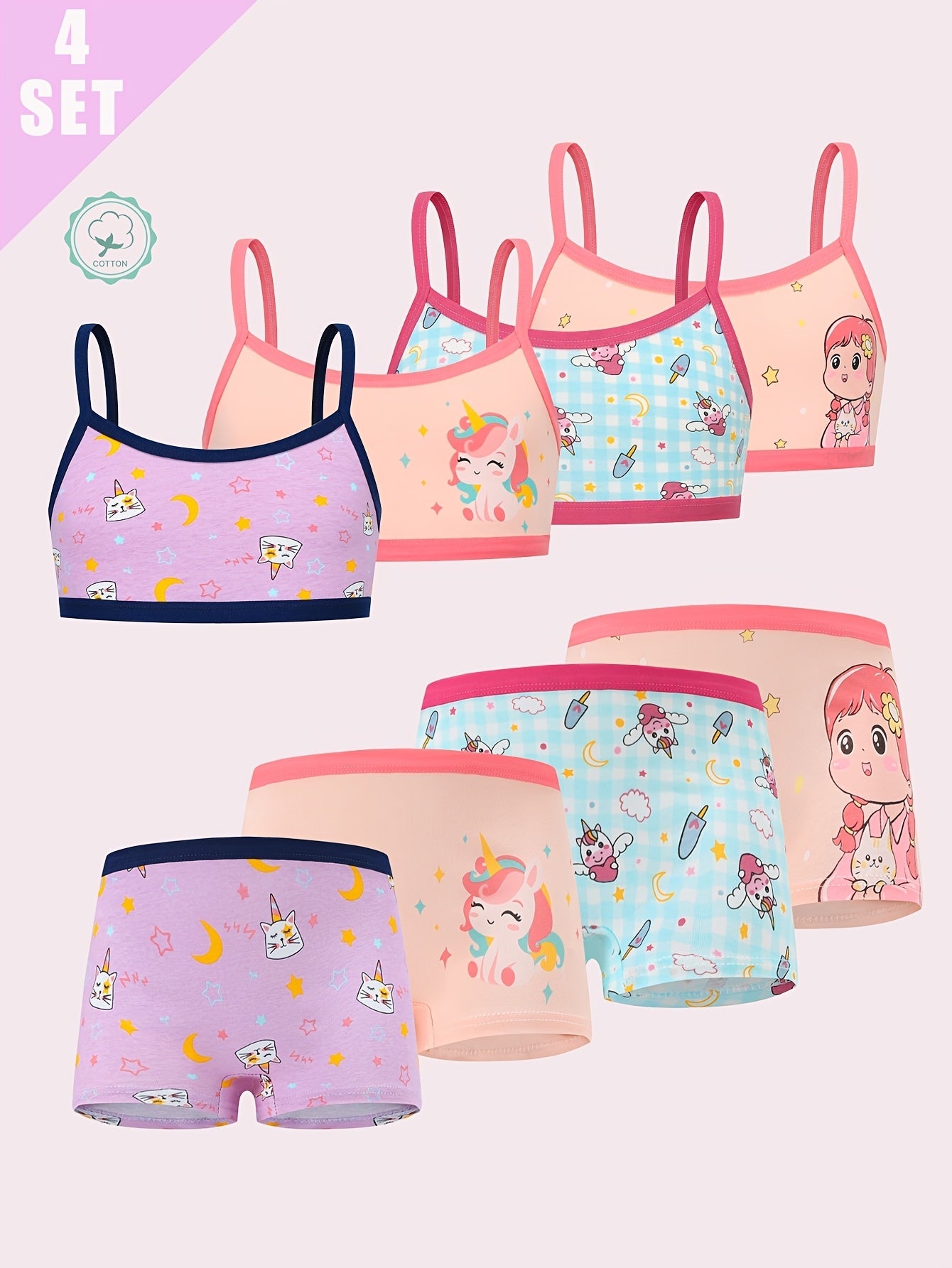 Girls' Camisole & Boxer Set - 8-Piece Animal Print