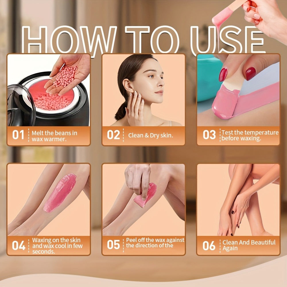 No Strip Hard Wax Beans for Brazilian Bikini Face Eyebrow Legs Underarms Full Body Hair Removal Home Waxing Kit for Women Men 50g per Bag 4 or 8 Bags Value Pack