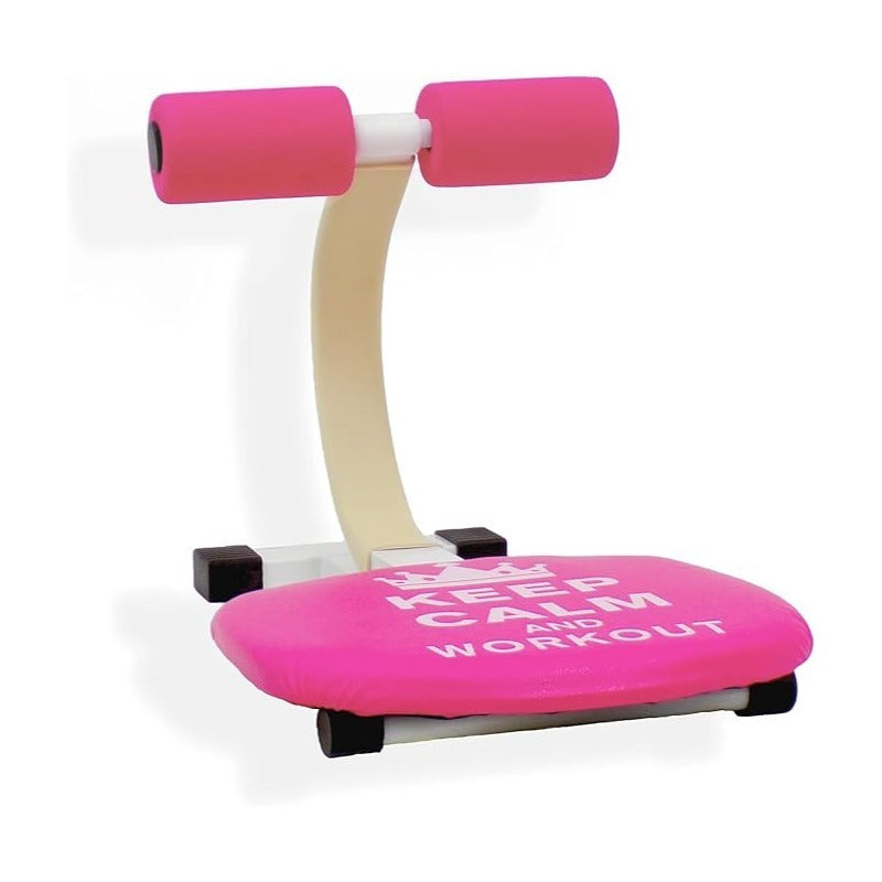Ab Crunch Trainer Machine with Back Massager Roller Dual Resistance Sit-Up Assistant Lower Back Support Includes Yoga Mat Workout Guide Home Gym Fitness Gift