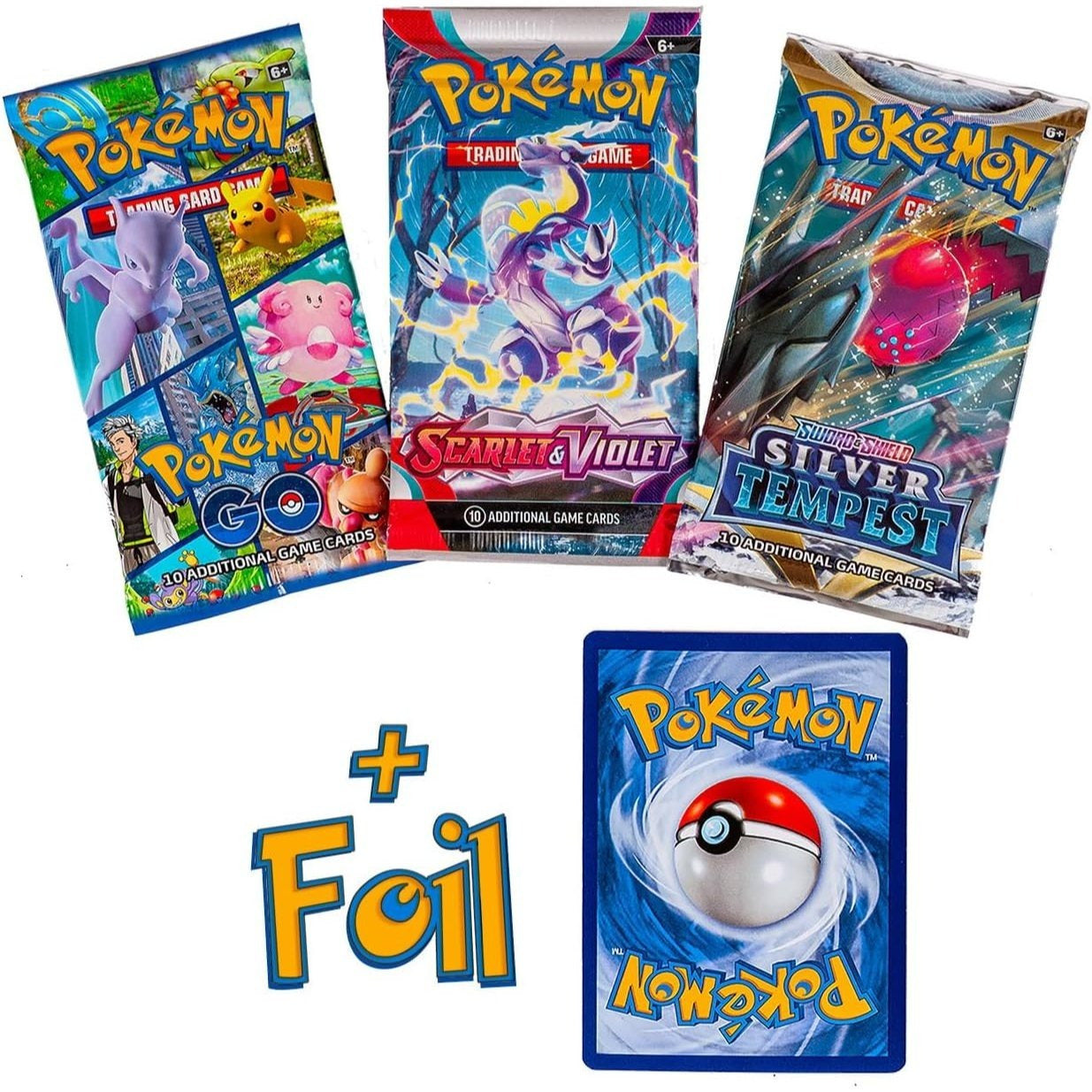 Pokemon TCG 3 Pack Booster Bundle with Foil Card – 3 Random Packs + 1 Individually Packed Foil Card | Pokemon Trainer Energy Cards | Surprise Gift for Players & Collectors of All Ages