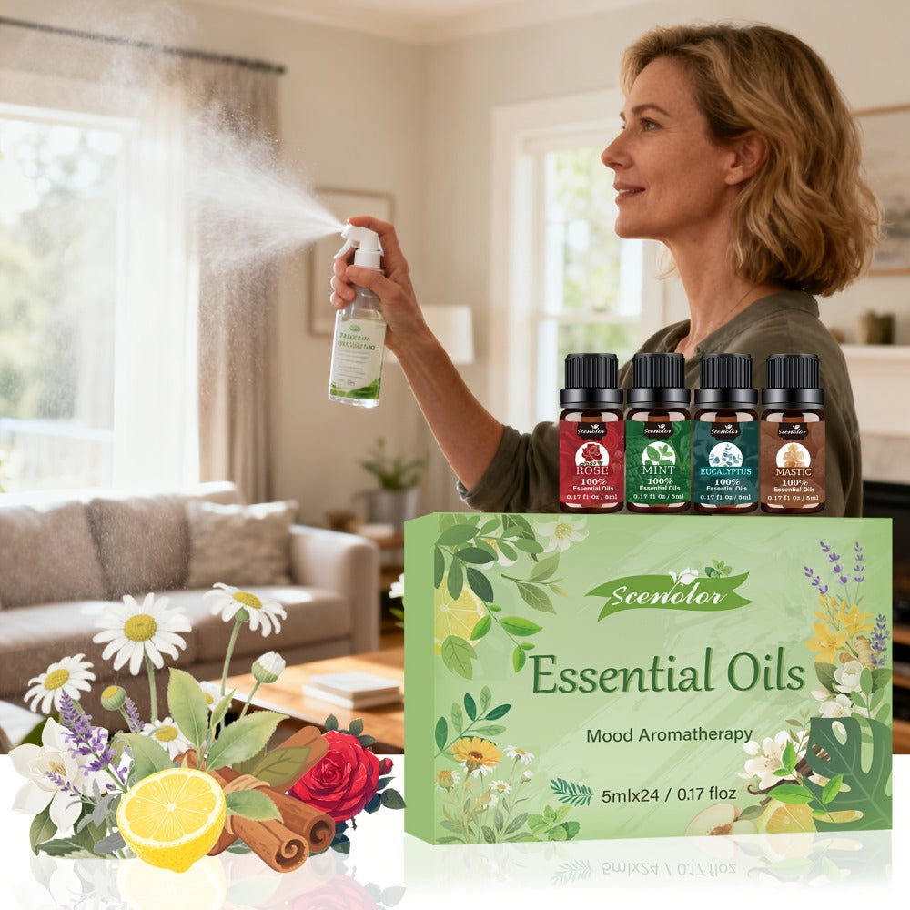 Fragrance Essential Oil Gift Set – Premium Hotel Scent Diffuser Oils for Candle Making, Aromatherapy & Home Fragrance | 12 or 24 Piece Set