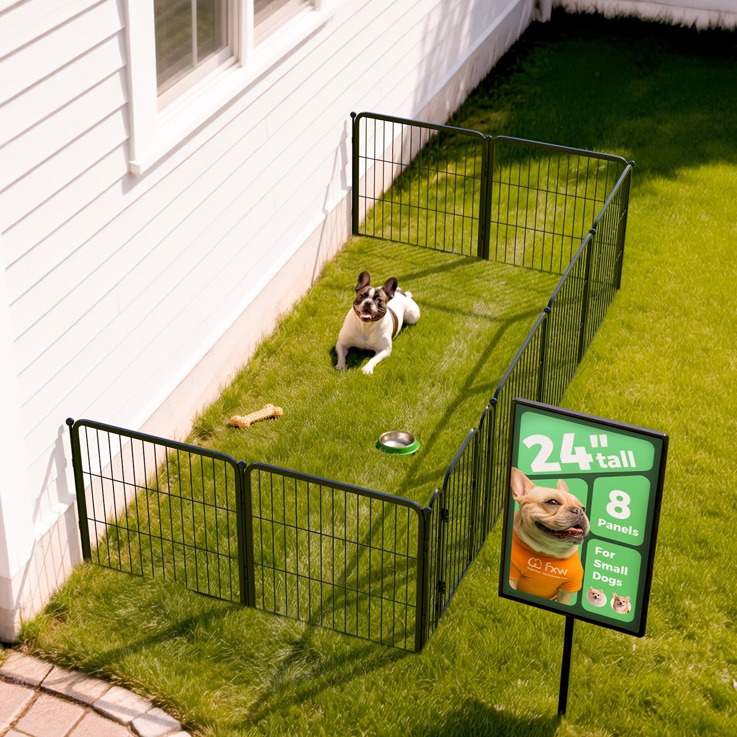 Dog Playpen with Gate – Heavy Duty Metal Pet Exercise Pen for Large Medium Small Dogs, 8/16/24/32/48 Panels, 24/32/40/45/50 Inch Height, Portable Indoor Outdoor Dog Fence for Yard Garden RV Camping