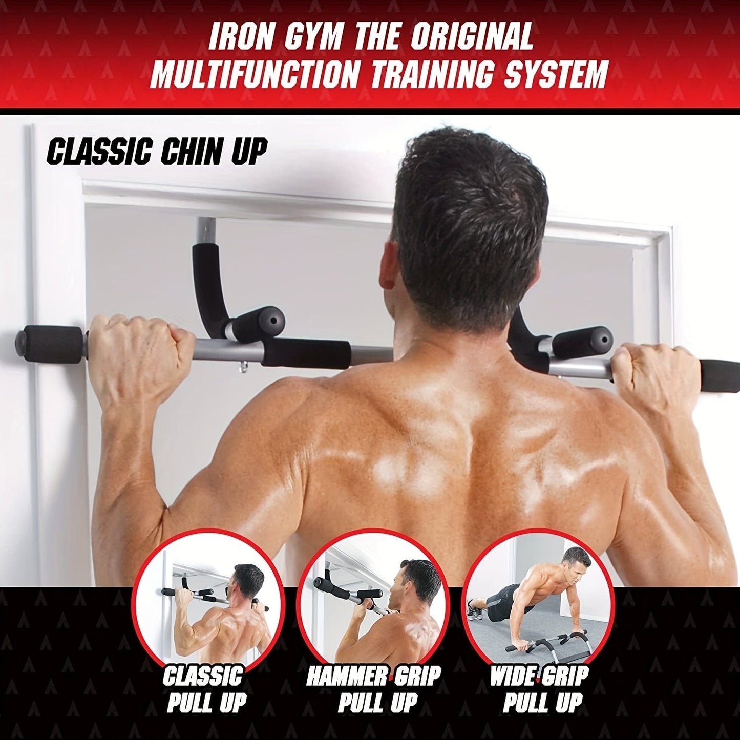 Doorway Pull-Up Bar – Multi-Grip Chin-Up Bar for Indoor Home Gym, No Screws Required, Upper Body Strength Trainer for Pull-Ups, Chin-Ups & Hanging Exercises | Portable Fitness Bar for Door Frame