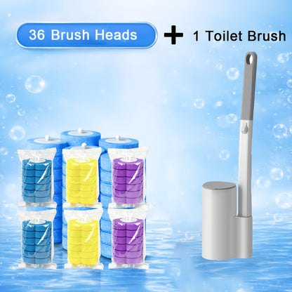 Disposable Toilet Brush Set with Replacement Brush Heads Wall Mounted or Floor Standing Bathroom Cleaning Brush Kit Hygienic No-Touch Design 19 25 31 37 49 Piece Set or Heads Only Options