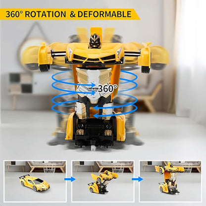 Transforming RC Robot Car for Kids 2.4GHz – One-Button Deformation Stunt Car 360 Drift LED Lights, Remote Control Toy Gift for Boys Ages 3 4 5 6 7 Birthday Easter Christmas (Red/Blue/Yellow)