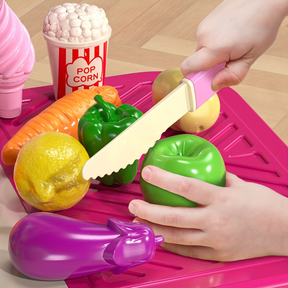 Pretend Play Kitchen Playset with Lights & Sounds – Interactive Toy Kitchen Accessories for Toddlers Ages 3+ – Indoor Kids Cooking Set Christmas Birthday Holiday Gift