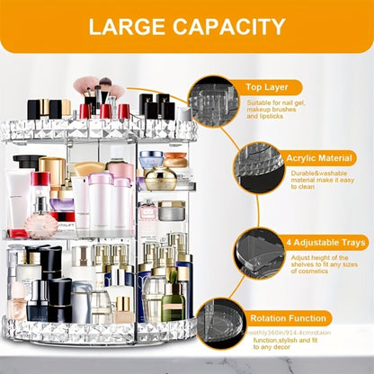 Rotating 360 Makeup Organizer Spinning Cosmetic Storage Display Rack 7 Adjustable Layers Large Capacity Skincare Holder for Vanity Countertop Bathroom Dresser White Blue Gray