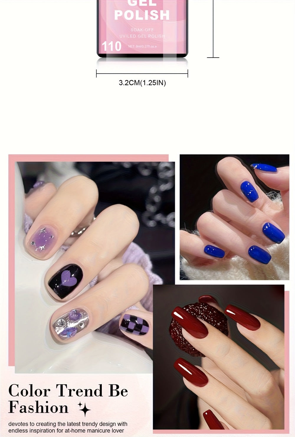 Soak-Off Gel Nail Polish Set 6pcs Hypoallergenic - Fall & Winter Glitter and Solid Colors UV LED Long-Lasting Toxin-Free DIY Nail Art Kit for Women, Home Manicure, Christmas Gift for Nail Lovers