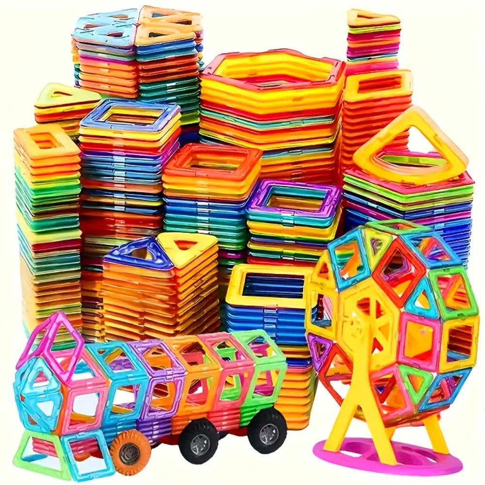 Large Magnetic Tiles 67 Piece STEM Building Kit – DIY Magnetic Building Blocks for Boys & Girls Ages 3+, Random Assorted Colors, Creative Construction Toy, Birthday Halloween Christmas Gift