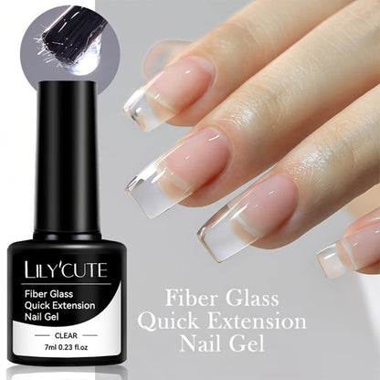 Nail Extension Builder Gel 3pcs - Fiberglass Construction Gel for Broken Nail Repair & Nail Extension, Clear UV LED Soak-Off Fiber Glass Gel Varnish, DIY Salon Nail Kit