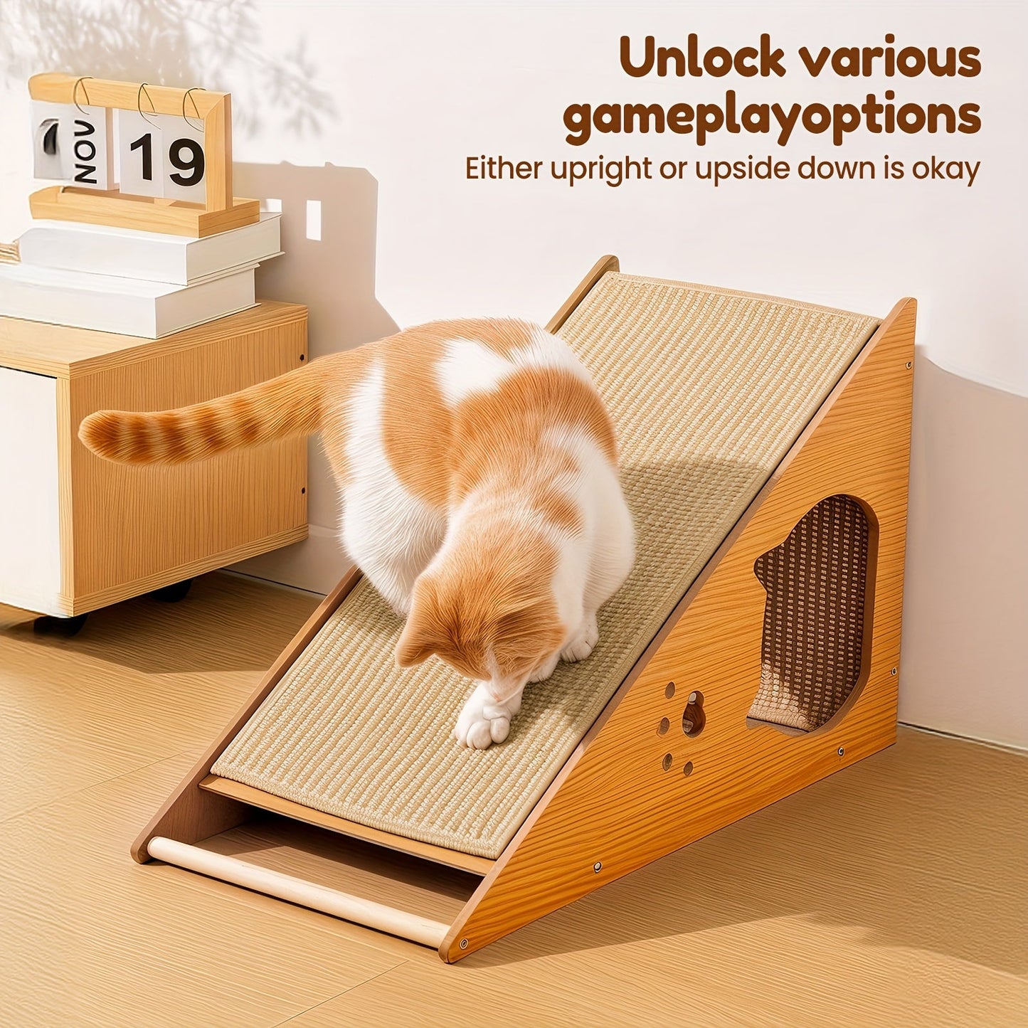 Cat Scratching Board 27 Inch Multi-Functional Sisal Scratcher with Teaser Balls – Wear-Resistant Cat Paw Pads, Furniture Protector, Easy Install Indoor Cat Scratch Pad