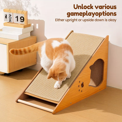 Cat Scratching Board 27 Inch Multi-Functional Sisal Scratcher with Teaser Balls – Wear-Resistant Cat Paw Pads, Furniture Protector, Easy Install Indoor Cat Scratch Pad