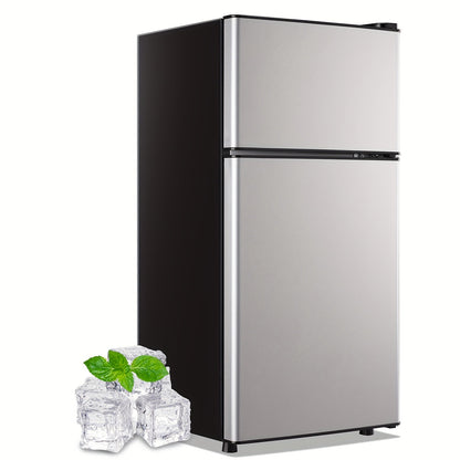 Mini Refrigerator with Freezer, 2.4 Cu Ft Double Door Small Fridge with Removable Shelves & Adjustable Feet – Compact Personal Fridge for Bedroom, Dorm, Apartment, Home Office and Kitchen