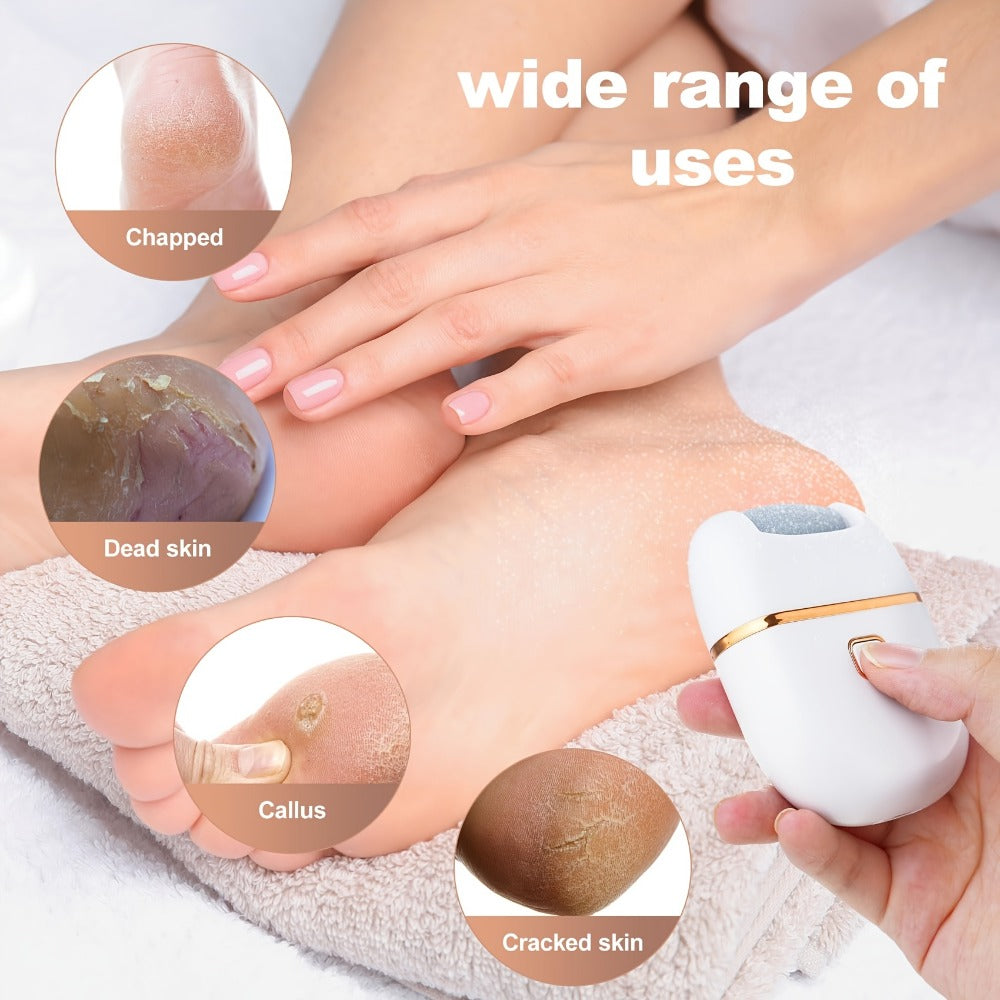 Electric Callus Remover Rechargeable Foot Grinder with 3 Replacement Heads 2 Speed Settings IPX5 Waterproof USB Charging Portable Pedicure Tool for Cracked Heels Dead Skin Women Men