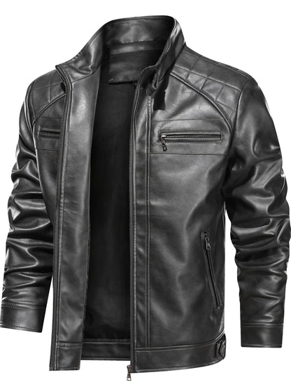 Men's Lightweight Faux Leather Zip-Up Jacket