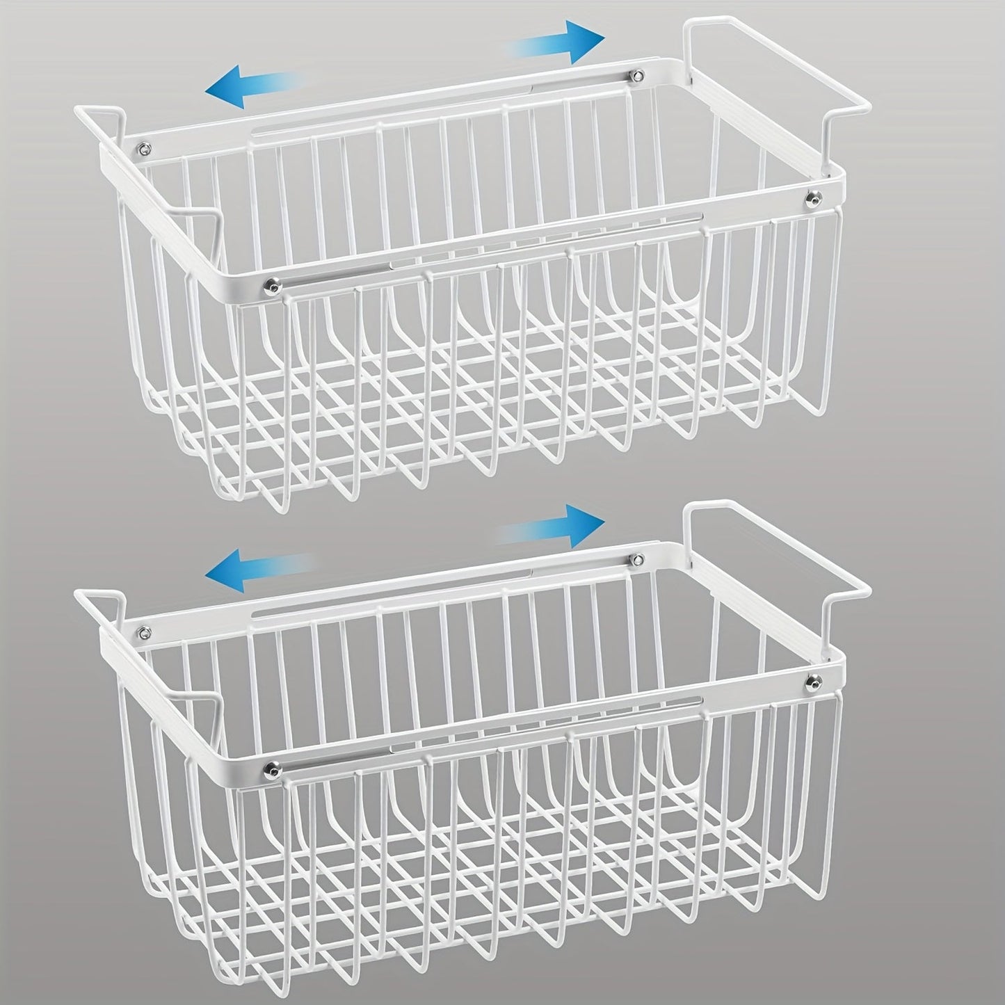 Freezer Organizer Bins, Expandable Chest Freezer Baskets with Hanging Handles – Adjustable Wire Basket 15.6" to 24.3", Heavy-Duty Iron Rust-Proof Deep Freezer Storage for Most Chest Freezers, 2 Pack