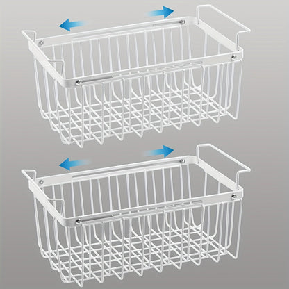 Freezer Organizer Bins, Expandable Chest Freezer Baskets with Hanging Handles – Adjustable Wire Basket 15.6" to 24.3", Heavy-Duty Iron Rust-Proof Deep Freezer Storage for Most Chest Freezers, 2 Pack