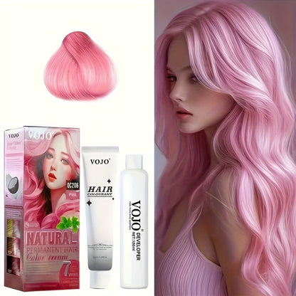 Permanent Hair Dye Kit 12 Vibrant Colors with Developer & Applicator Tools Bleach Blonde Ash Grey Ocean Blue Brown Purple Pink Red Golden Black Long-Lasting DIY At-Home Hair Color Cream Set Women