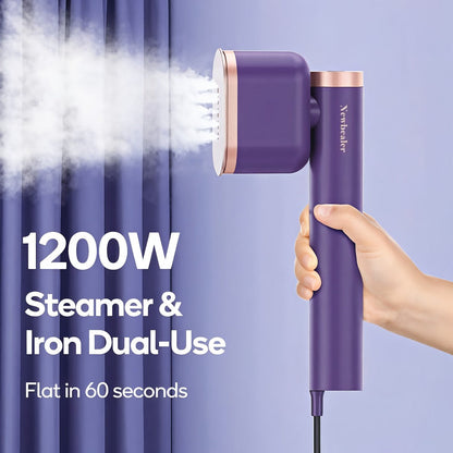 Handheld Garment Steamer 1200W – Portable Clothes Steamer with 15-Second Heat-Up, Dual Steam Settings, Lightweight Travel & Home Steam Iron for Suits, Dress Shirts & Formal Wear