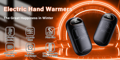 Rechargeable Hand Warmers 2-Pack – 2-in-1 Electric Hand Warmer & Power Bank with LED Display, Heats Up to 131°F, USB-C Fast Charge, Long-Lasting Heat for Golf, Hunting, Camping, Raynaud's, Men Women Kids