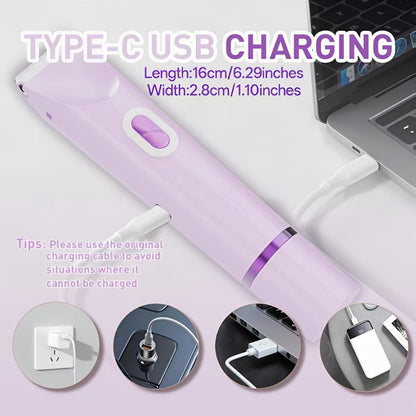 Women's Electric Body Shaver Painless Hair Removal — 2-in-1 Lady Razor for Face Nose Bikini Legs Underarms, Wet Dry Use, IPX6 Waterproof, USB Rechargeable, Portable Travel Shaver