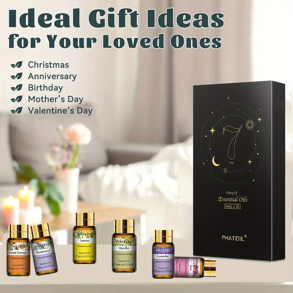 Essential Oil Kit 15pcs – 5ml Aromatherapy Gift Set for Diffuser, Humidifier & Candle Making | Mother's Day, Christmas, Valentine's Day Gift