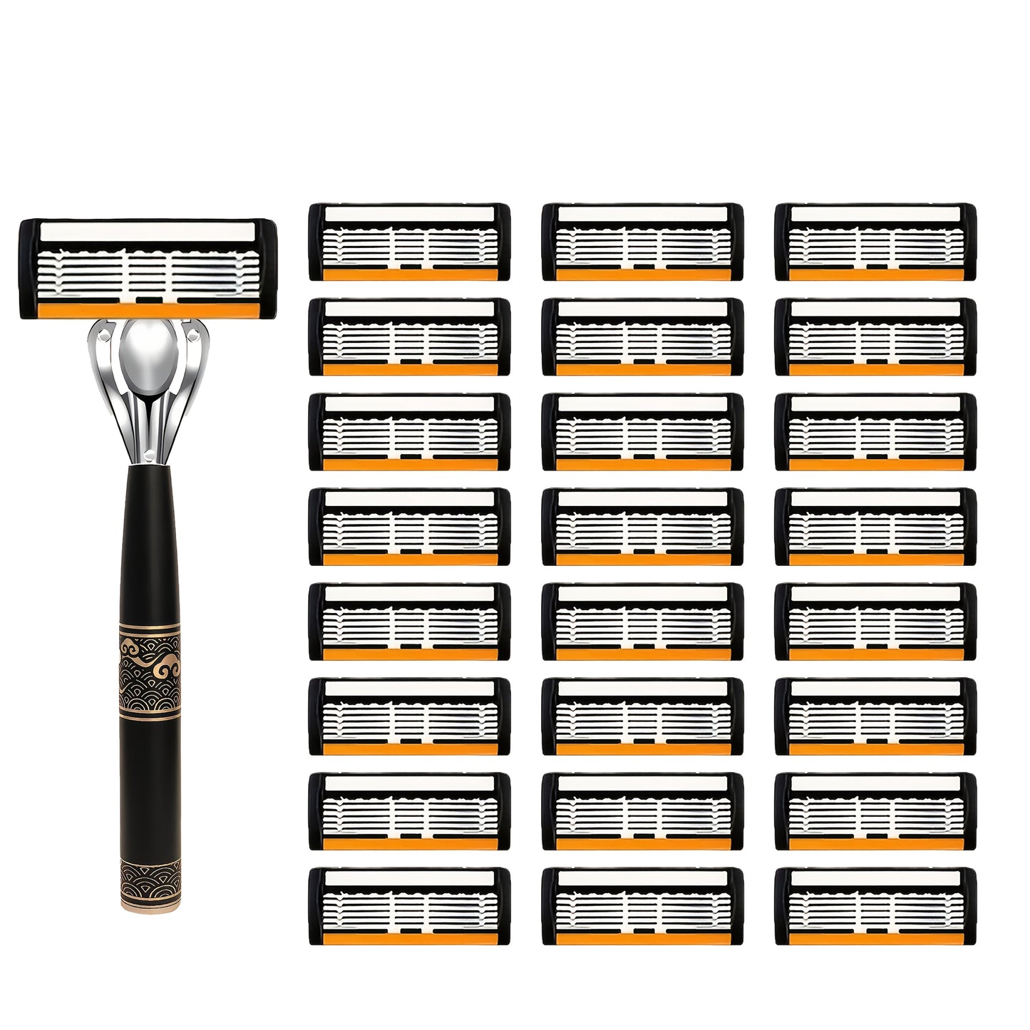 Men's Razor 6-Layer Blade Refill Kit with Handle Smooth Precise Shaving - Multiple Options 6 12 24 30 36 Blades Cartridge Razor Anti-Irritation Close Shave Grooming Gift for Men