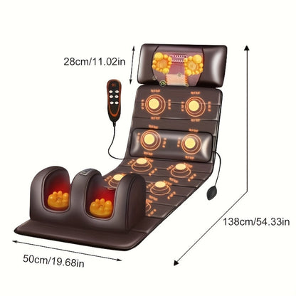 Full Body Heating Massager Set – PU Leather Massage Chair Pad with Neck Massager, Leg Massager, Lumbar Pillow & Headrest, Timer, Non-Slip Base, Full Body Heat Massage for Home & Office Relaxation