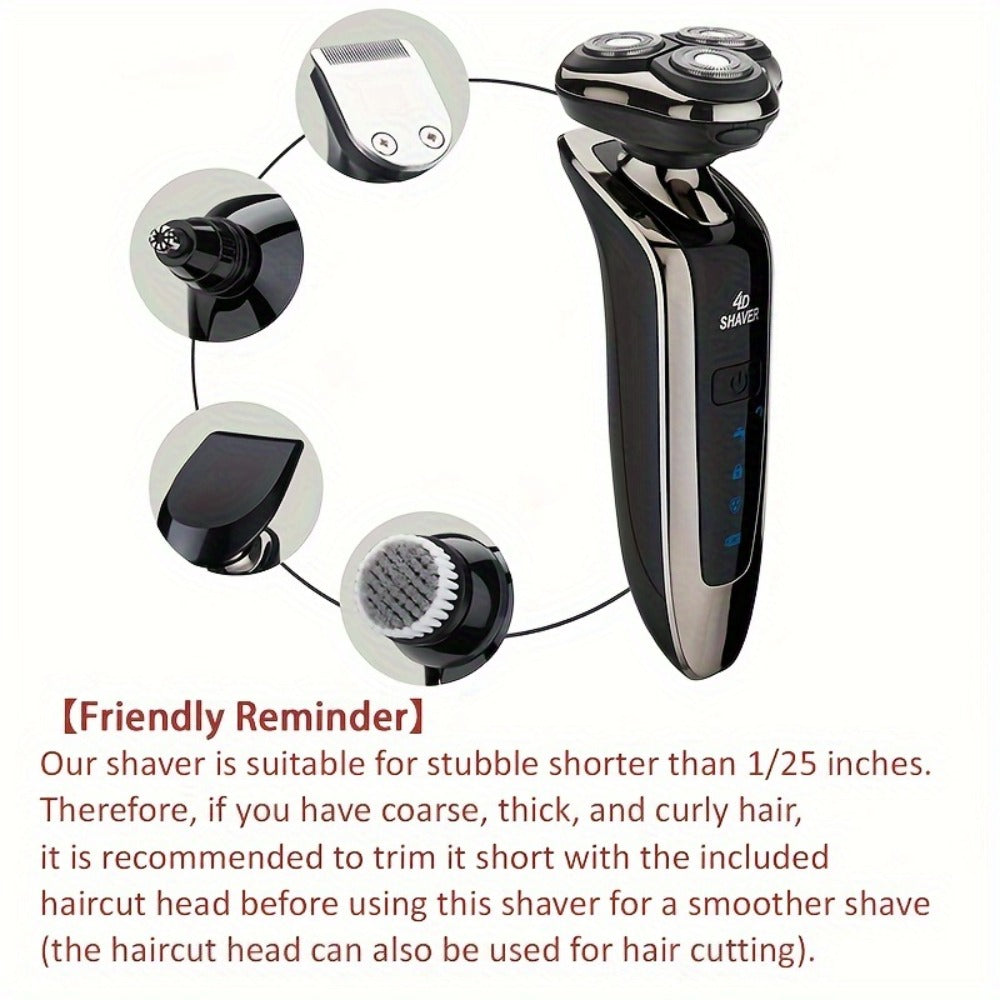 3D Rotary Shaver for Men 5-in-1 Rechargeable Electric Razor Beard Trimmer Nose Hair Trimmer Facial Cleaning Brush Grooming Kit Gift for Dad Husband Boyfriend