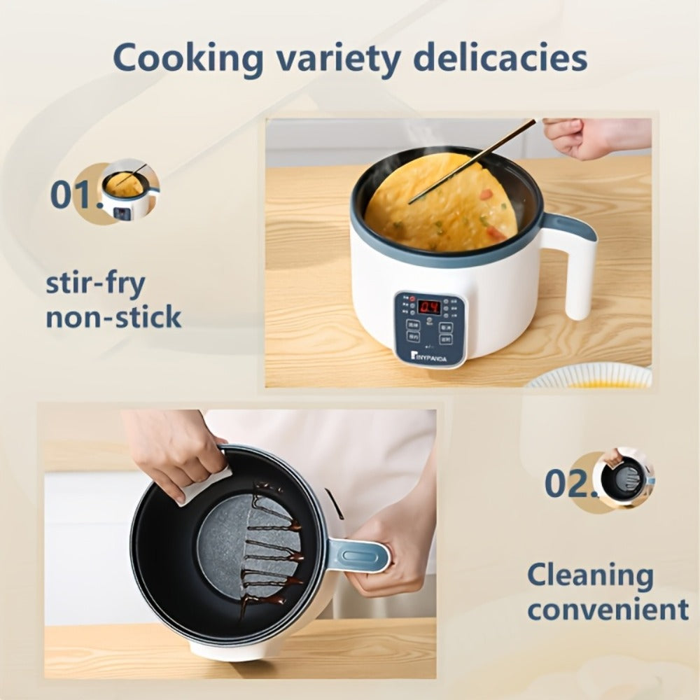 Electric Hot Pot 1.7L Multifunctional | 6 Cooking Modes Steam & Cook Non-Stick Mini Electric Cooker with Overheat & Dry Protection for 1-2 People – Rice, Soup, Noodles & More, Single & Double Layer