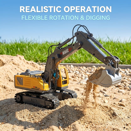 RC Bulldozer 1:24 Scale Alloy with 680° Rotation & Working Arm – 2.4GHz Remote Control Construction Vehicle for Kids, Outdoor Sand & Grass All-Terrain Play, Birthday Christmas Gift for Boys Ages 6+