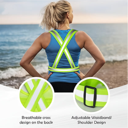 Reflective Running Vest with Phone Holder & Reflective Bracelets – Adjustable Safety Vest for Men Women, Dog Walking, Cycling, Night Running – 2 Pack