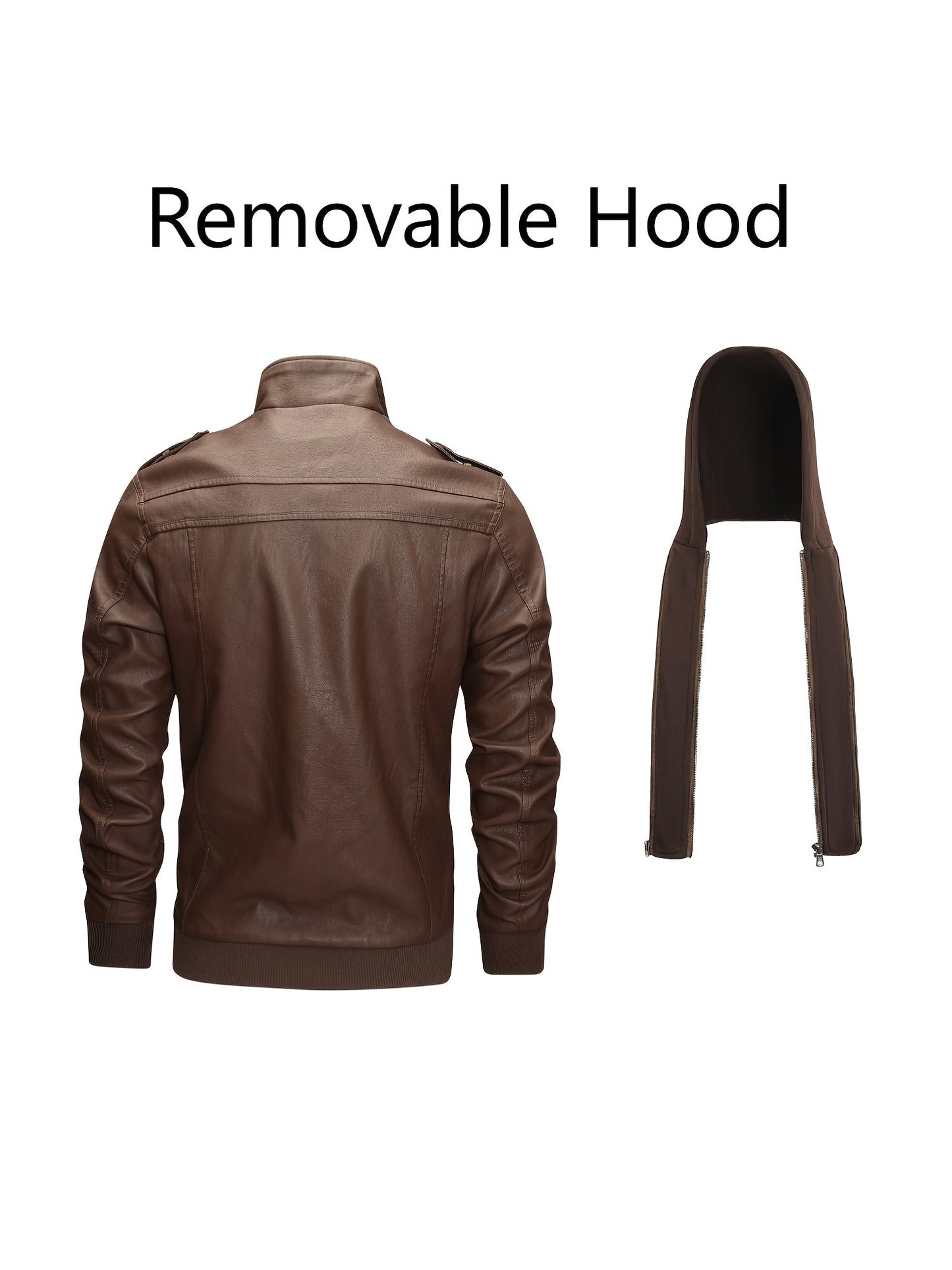Men's Windproof Faux Leather Pullover Hoodie