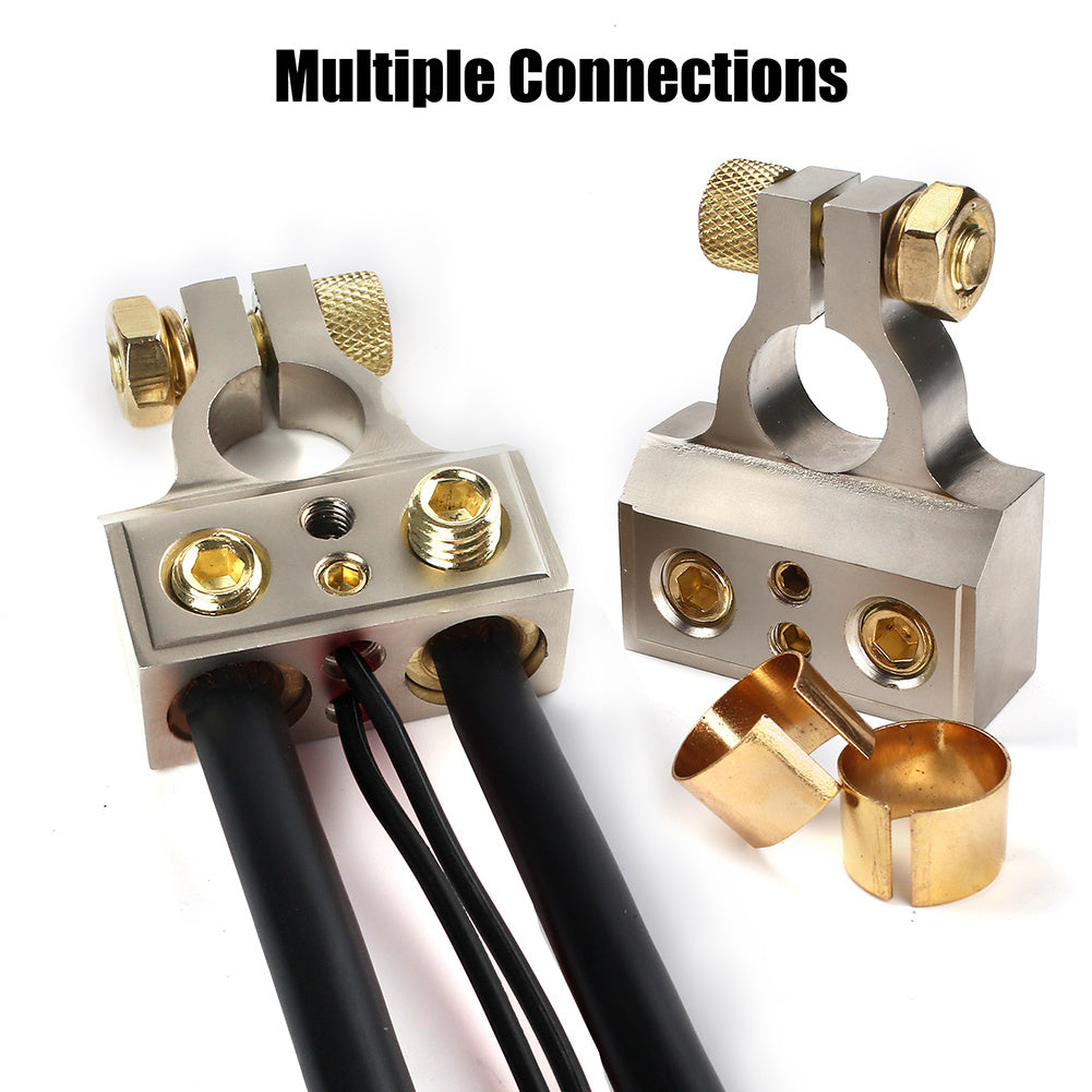 1 Pair Dual 1/0 4 8 10 Gauge Positive & Negative Battery Terminal Connectors with Spacer Shims for Auto Car Marine Boat