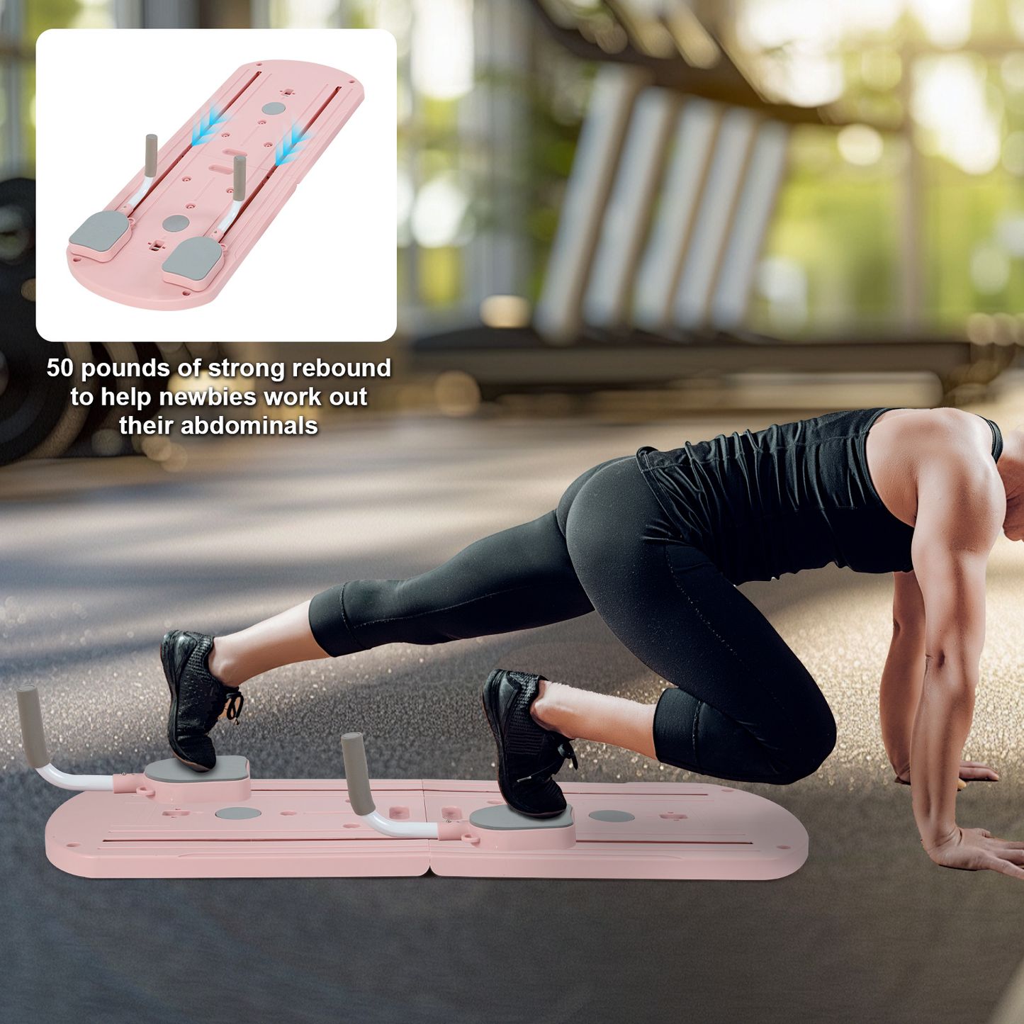 Foldable Pilates Board 8-in-1 with Resistance Bands – Anti-Slip Yoga Push-Up Board for Core Strength, Balance, Fat Burning & Full Body Home Gym Training
