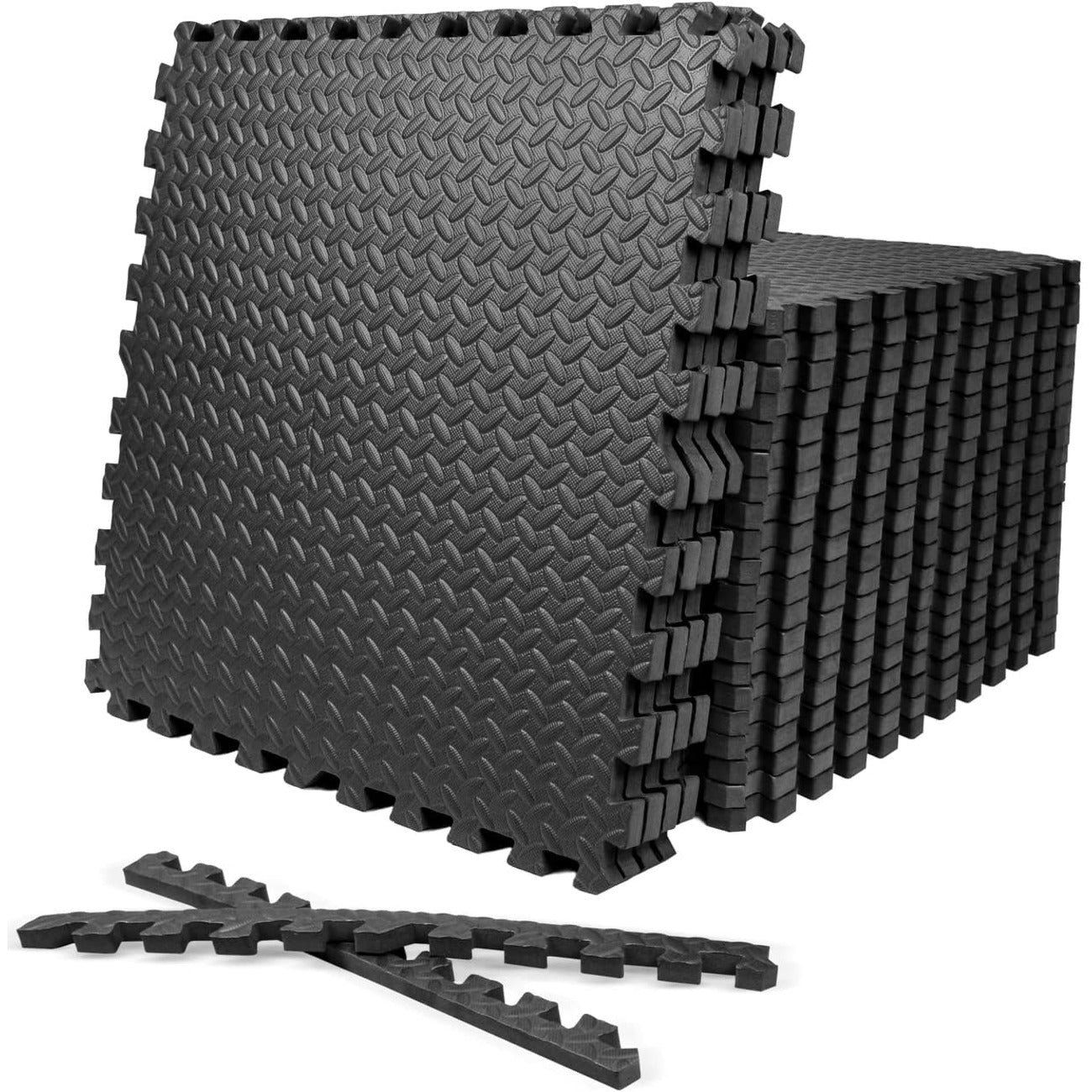 Interlocking EVA Foam Floor Tiles 24x24 Inch 1/2 Inch Thick, 24-Tile Set Covers 96 Sq Ft, Multipurpose Cushioned Gym Mat for Home Gym, Yoga, Playroom & Anti-Fatigue Standing Support