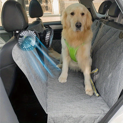 Car Fan for Back Seat - Dual Head USB Cooling Fan, Foldable 360° Rotation, Ultra-Quiet Motor, 70-Inch Cord, for Vehicle, Home & Office Use