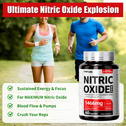 Nitric Oxide Supplement for Men — 800mg AAKG L-Arginine L-Citrulline Beetroot Capsules | Natural Energy & Focus Formula | Third-Party Tested Male Health Support
