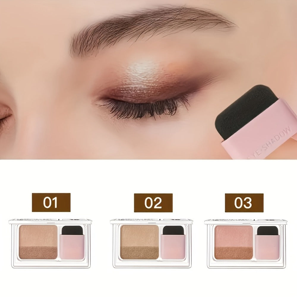 Eyeshadow Palette 3-Pack Set Glitter Two-Tone Shimmer Matte Satin — 5-8 Colors Blendable Waterproof Long-Lasting Eye Makeup with Brush, Gift for Women