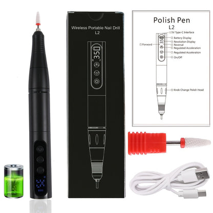 35000RPM Electric Nail Drill Rechargeable – Portable USB-Powered Low Noise Nail Efile for Manicure & Pedicure | Professional Cordless Nail Drill for Acrylic & Gel Nails, Gift for Women