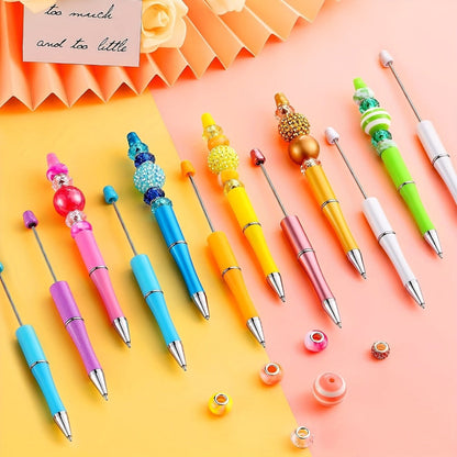 Beadable Pens Bulk 40/60pcs, DIY Bead Ballpoint Pens with Black Ink Shaft, Assorted Random Colors for DIY Crafts, School Office Teachers Bridal Shower Graduation Gifts