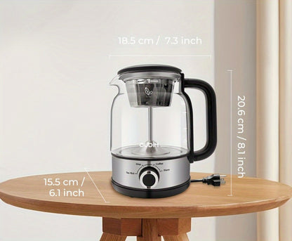 Drip Coffee Maker Electric Kettle 600W 40.58oz BPA-Free Glass Stainless Steel Spray Brew Keep Warm Boil-Dry Protection for Coffee Tea Perfect Gift