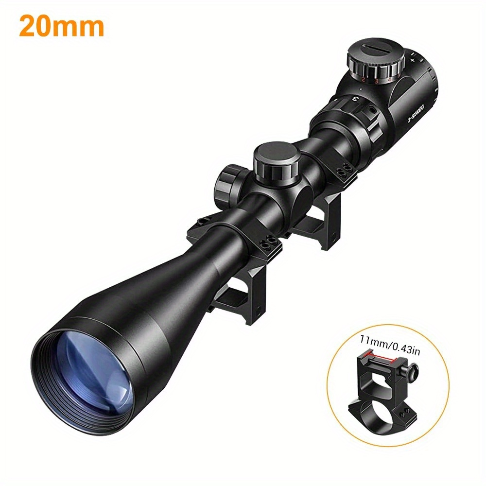 Waterproof Riflescope 3-9x40 with Red Green Illuminated Reticle & Reinforced Aluminum Alloy Body, Four-Hole Picatinny Mount Adjustable Tactical Optical Scope for Hunting Shooting Outdoor Use
