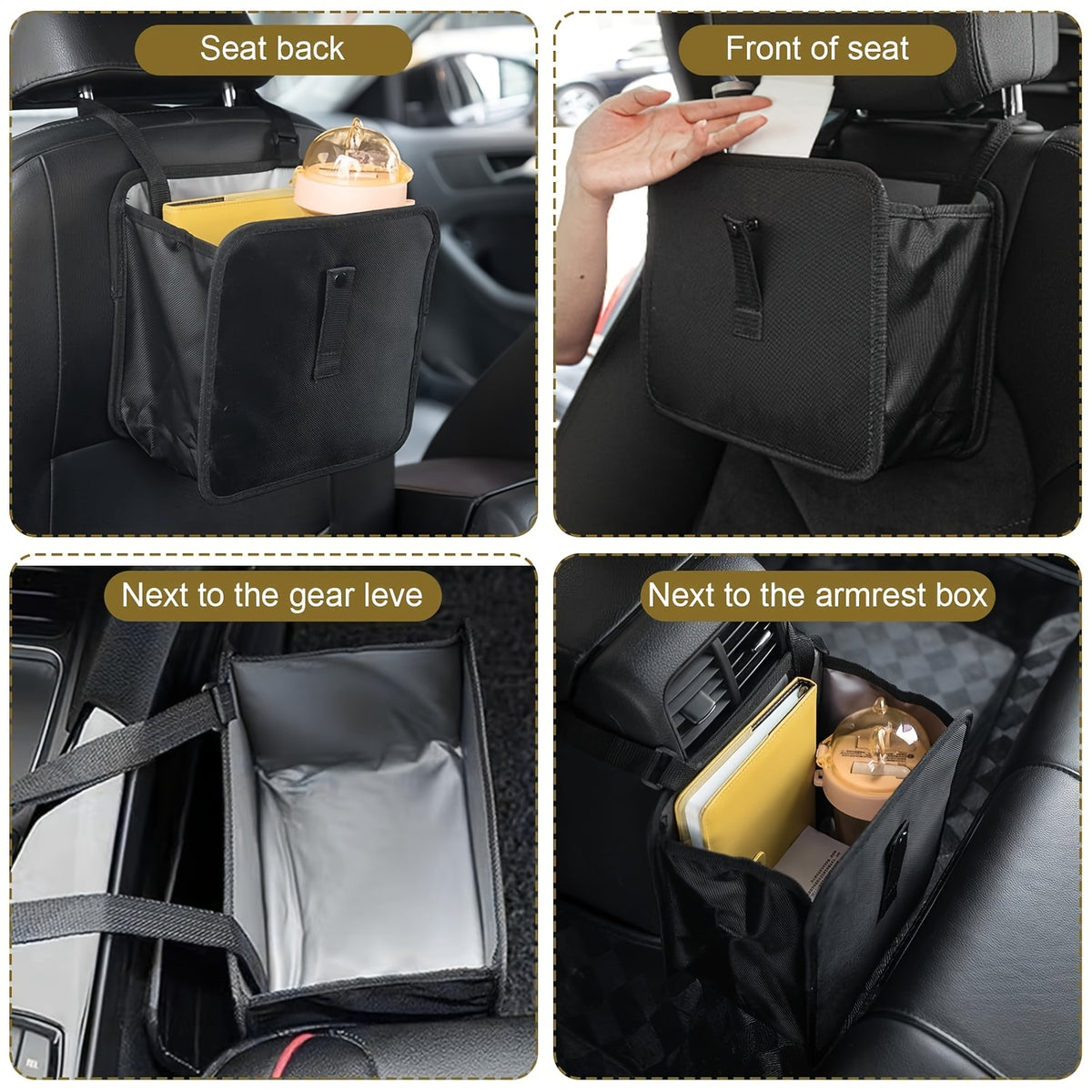 Car Trash Can, Foldable Trash Can Collapsible Hanging Trash Bag for Car Seat, Gallons Leakproof Garbage Bags, Cars Must Haves Interior Accessories Essentials, Hanging Leakproof Storage Bag with Large Capacity, Car Interior Accessories