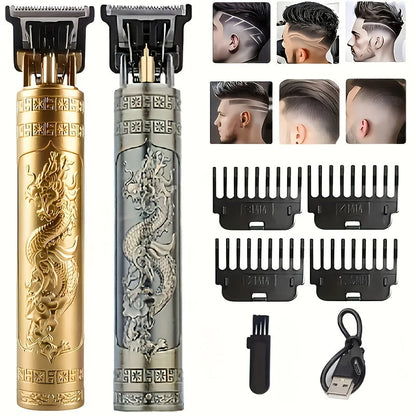 Beard Trimmer for Men USB Rechargeable Zero Contour Precision Edger Lithium Battery — Hair Clipper with Limit Comb ABS Body for Beard Facial Hair Body Grooming, Gold Black Bronze Home & Travel