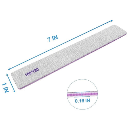 Emery Boards Nail Files 50 Pack 100 180 Grit Double Sided Professional Fingernail Filer Set Reusable for Natural Acrylic Gel Nails Manicure Salon Home Use