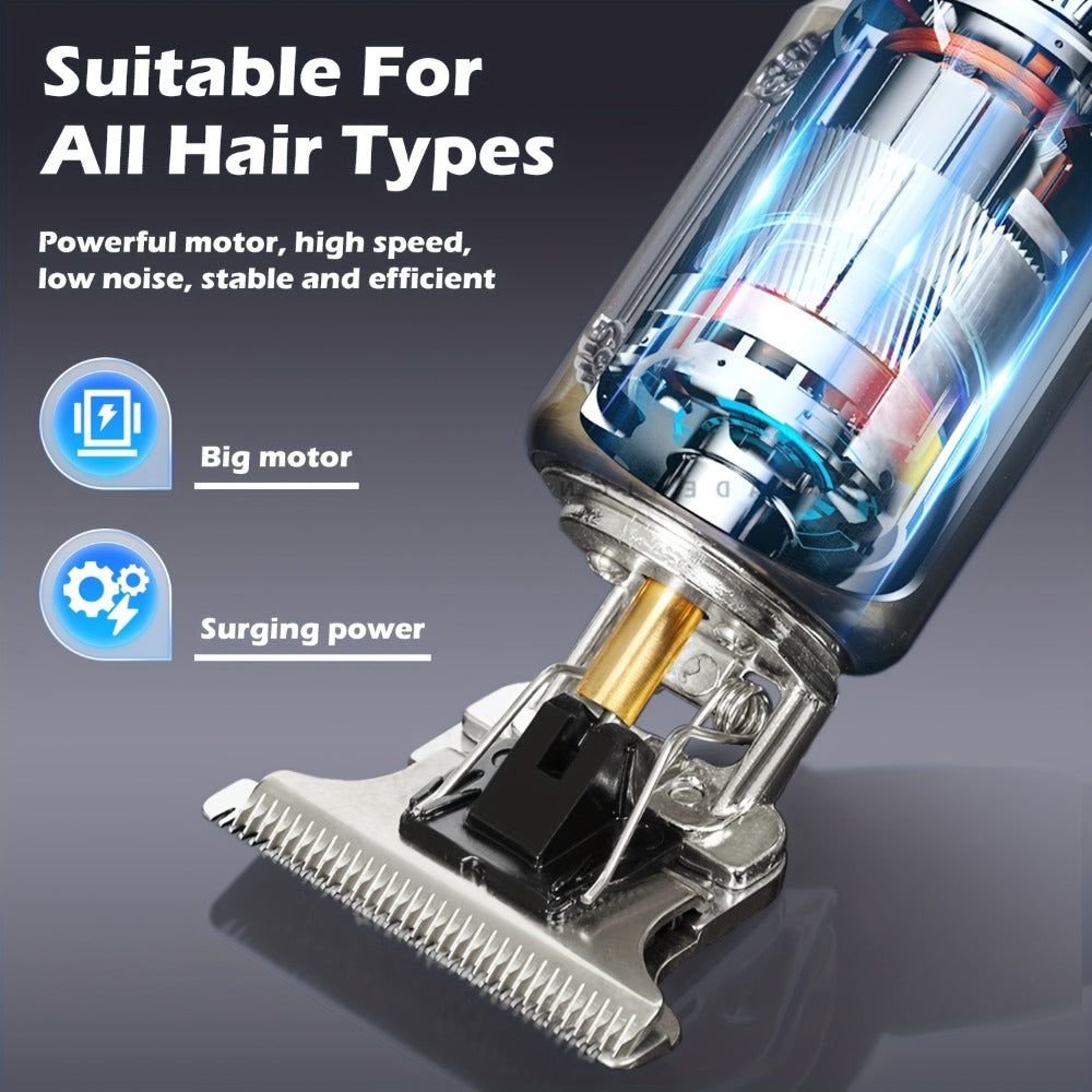T-Blade Hair Trimmer for Men - Retro Electric Clipper, USB Rechargeable 1000mAh, 240-Min Runtime, 4 Guide Combs, Dragon & Buddha Designs, Black Bronze Blue Purple
